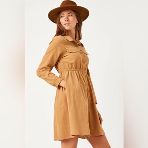 Hayden | Womens Button Down Cinched Waist Corduroy Dress